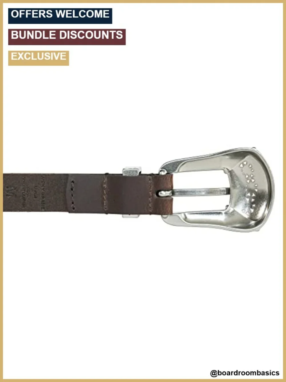 Leather Western Belt with Metal Roller Buckle - Classic Vintage Style